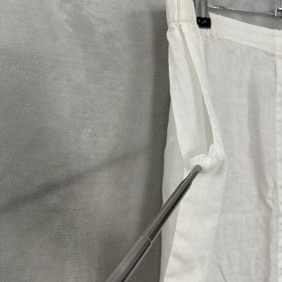 Flax Maxi Skirt Linen Lagenlook Buttons Pockets Pull On Elastic Waist Medium - Picture 4 of 10